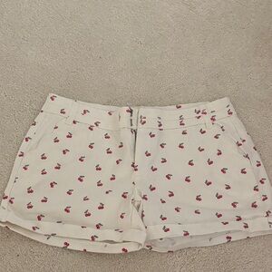 Blue Rain Cream Cherry Patterned Women's Shorts